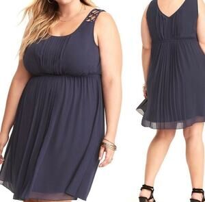 TORRID | Womens Chiffon Pleat Skate Dress NEW Size 4X Navy Blue Career Vacation